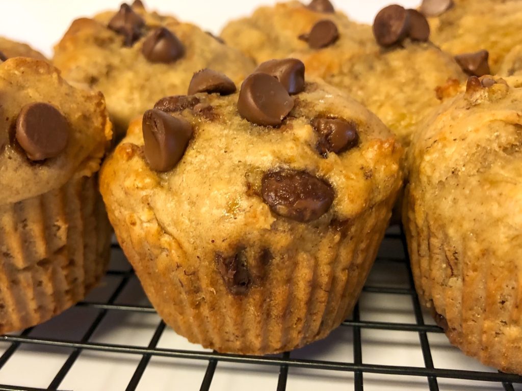 peanut butter muffins on cooling rack