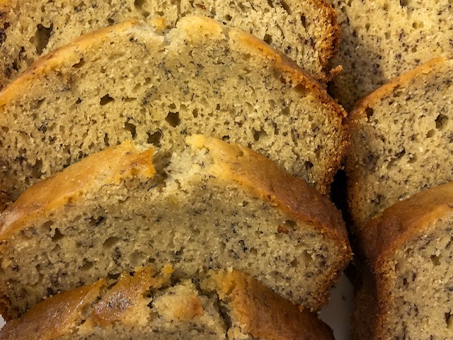 banana bread sliced 