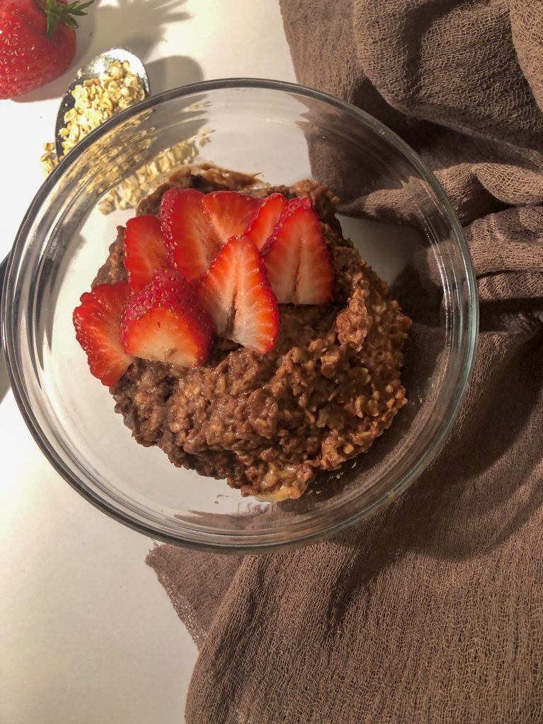 Chocolate covered strawberry oatmeal