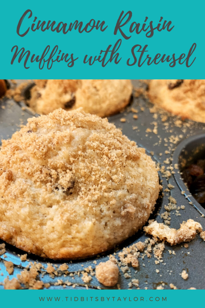 cinnamon raisin muffins with streusel Pinterest image