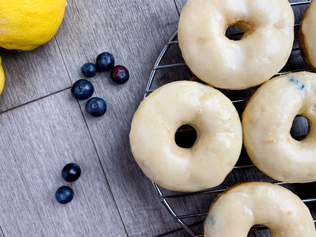 lemon glazed blueberry donuts