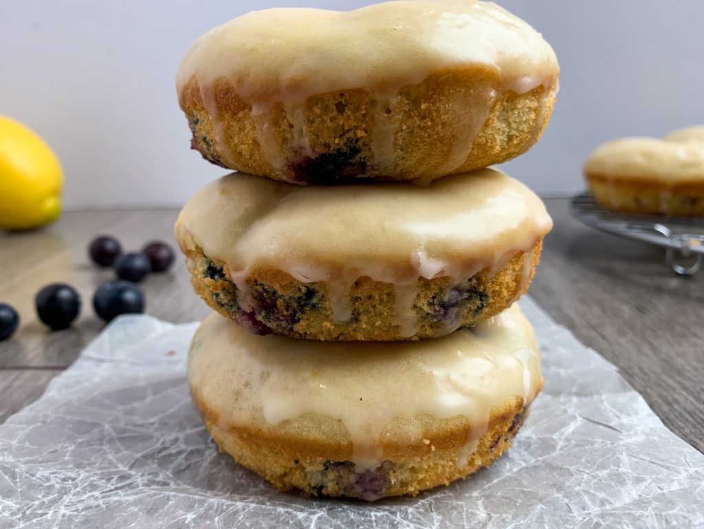 lemon blueberry glazed donuts