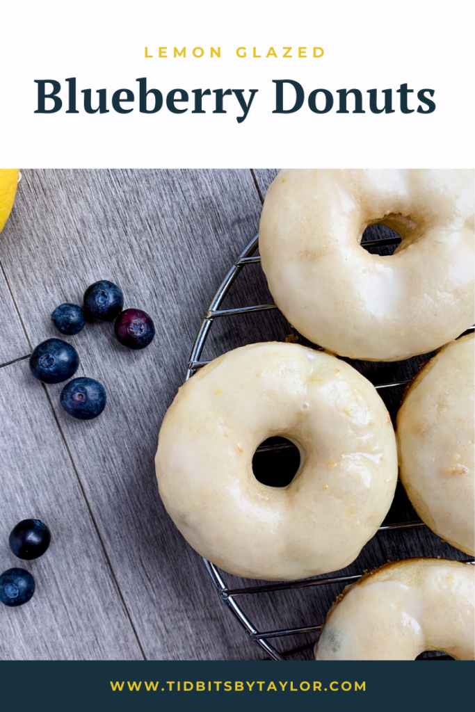 lemon glazed blueberry donuts pinterest image