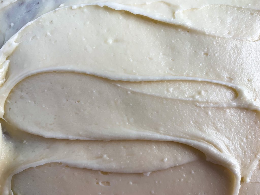 cream cheese frosting overhead close up