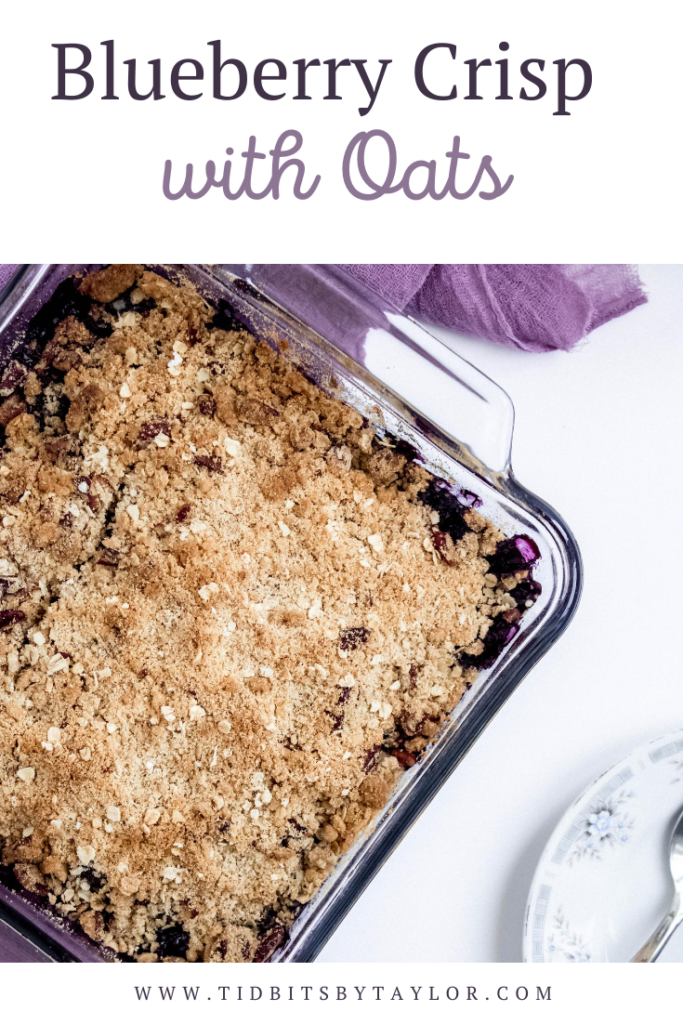 Blueberry Crisp with Oats Pinterest image. Click to pin. 