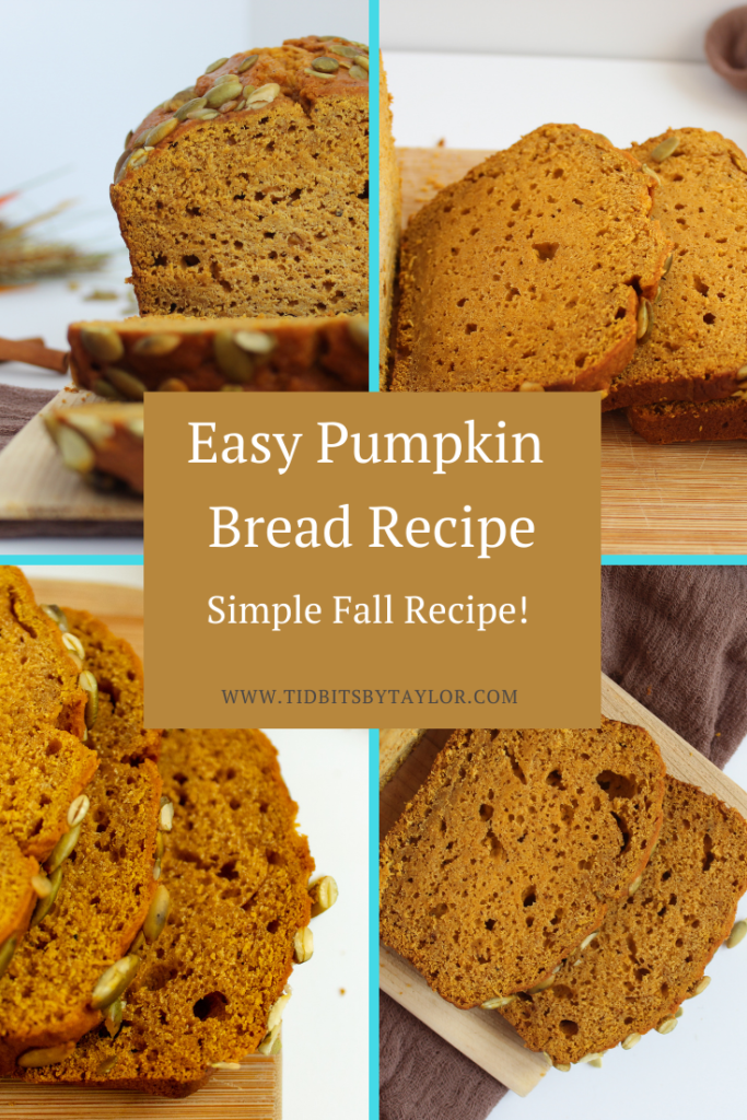 Easy Pumpkin Bread Recipe pinterest image. Click to pin. 