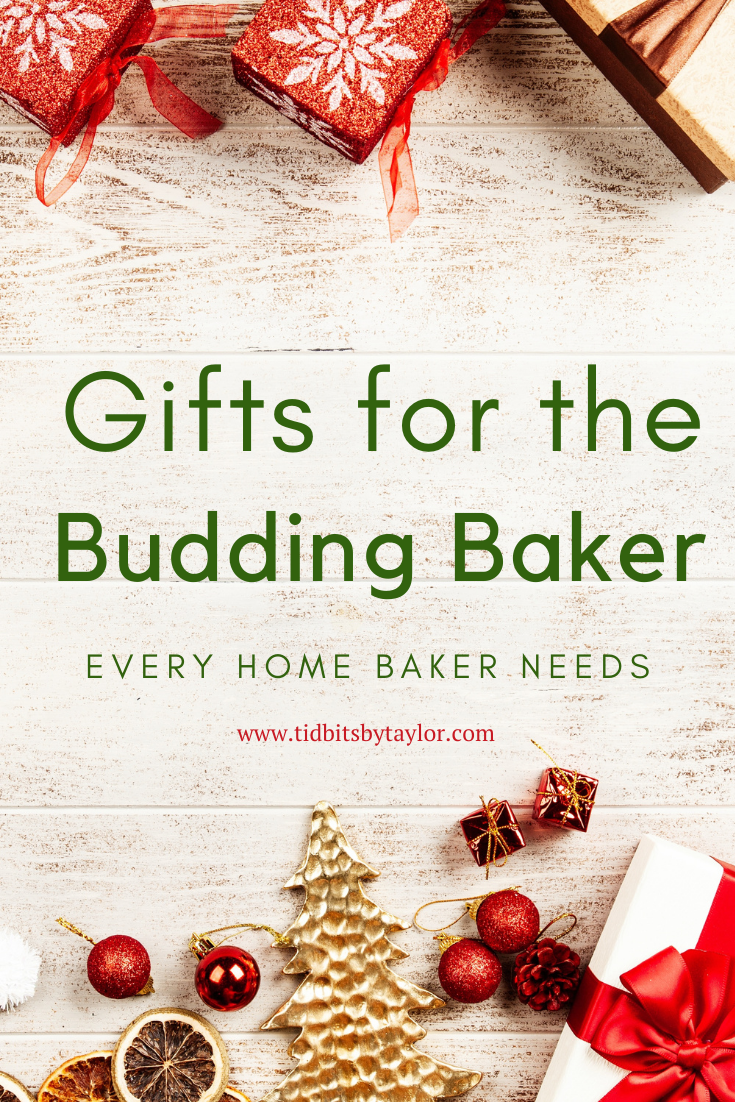 Gifts for the budding baker Pinterest image. Click to pin.