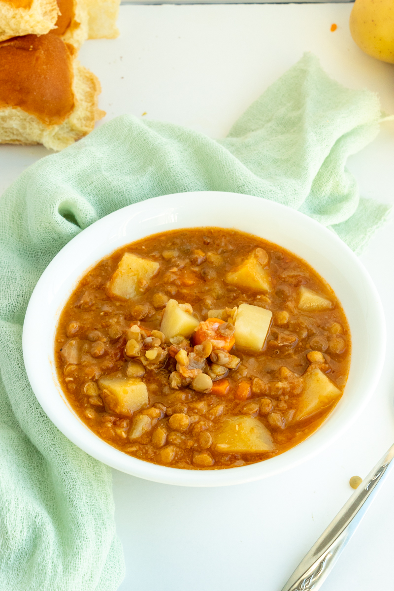 Lentil stew in bowl