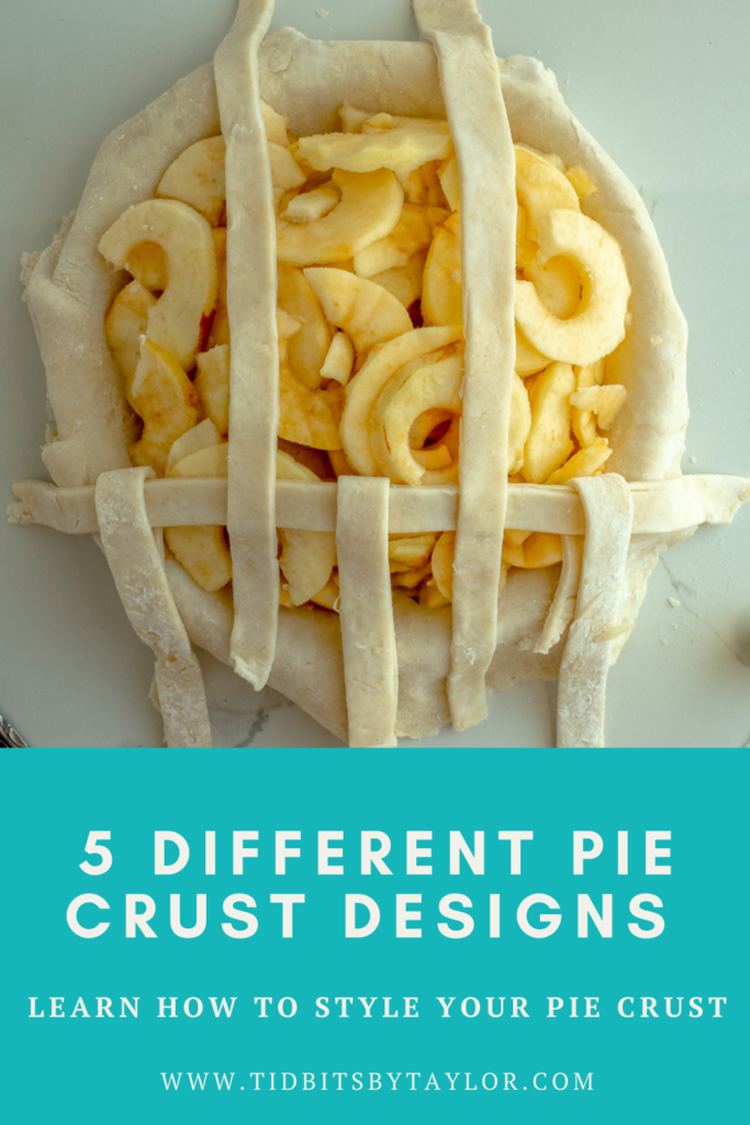 5 different pie crust designs. Learn how to style your pie crust Pinterest image. Click to pin.