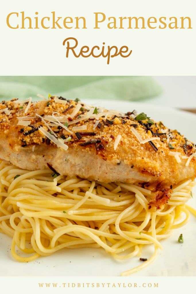 Chicken Parmesan recipe click to pin Pinterest image.