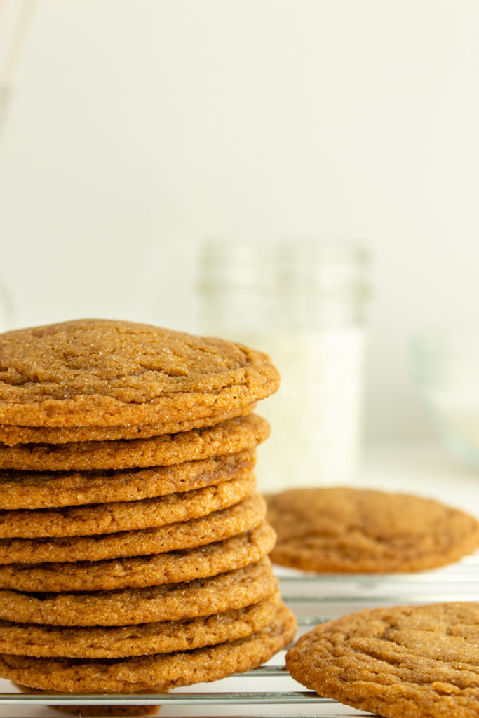 Ginger sparkles stacked on a wire rack straight shot