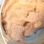 Easy Chocolate Buttercream frosting in bowl.