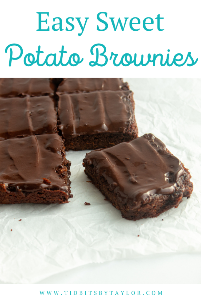 Easy Sweet Potato Brownies Pinterest image. Click to pin.