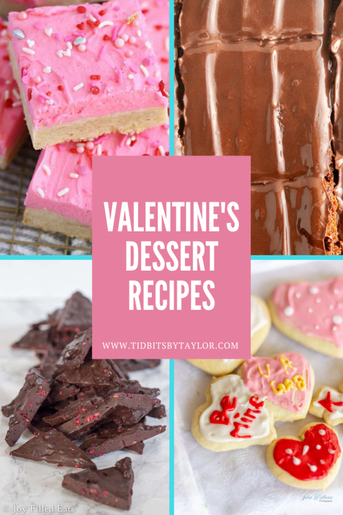 Valentine's Day Dessert recipes Pinterest image. Click to pin.