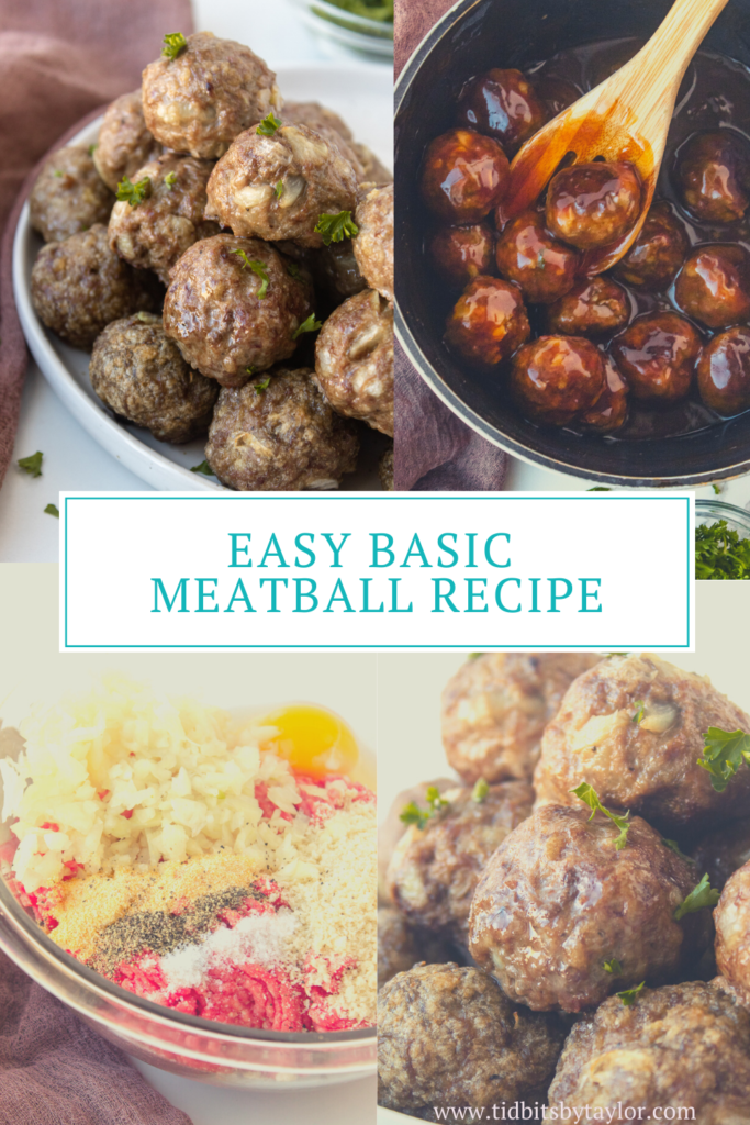 Easy Basic Meatball Recipe Pinterest image. Click to pin.