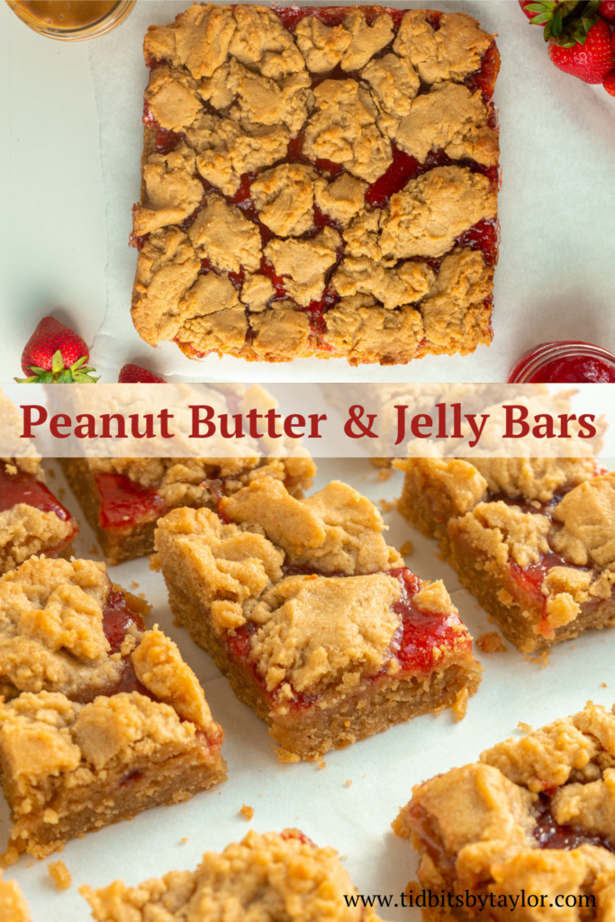 Peanut butter & jelly bars Pinterest image. Click to pin.