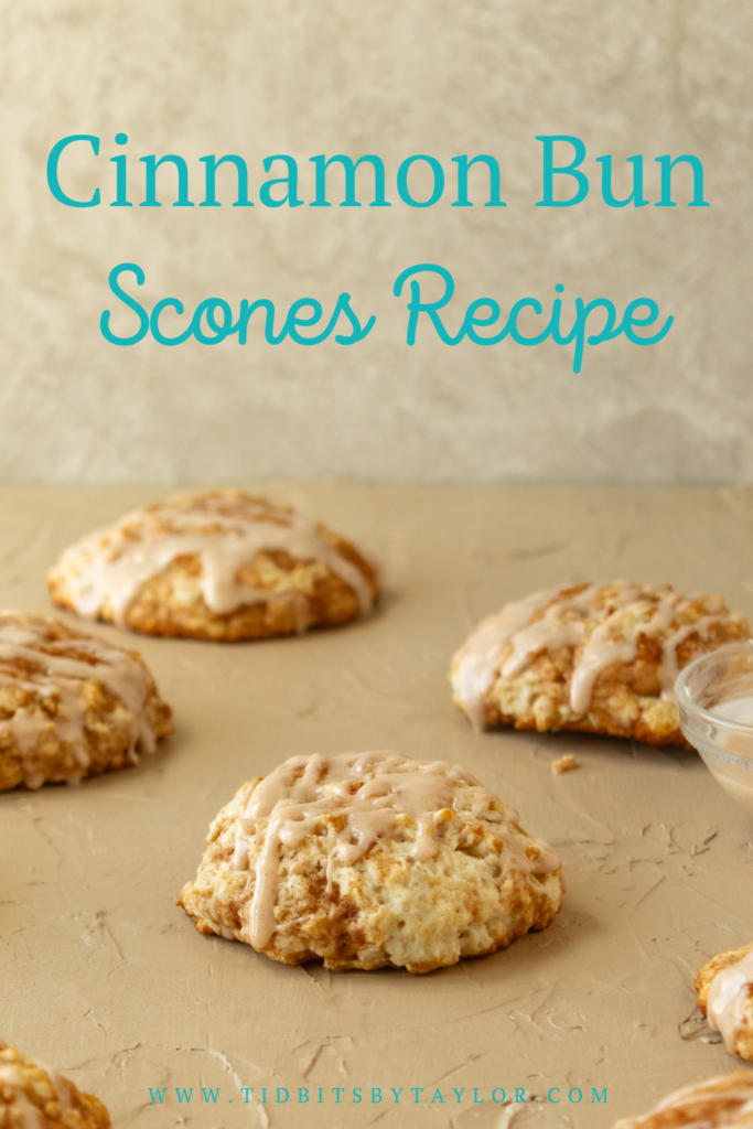 Cinnamon bun scones recipe pinterest image. Click to pin.