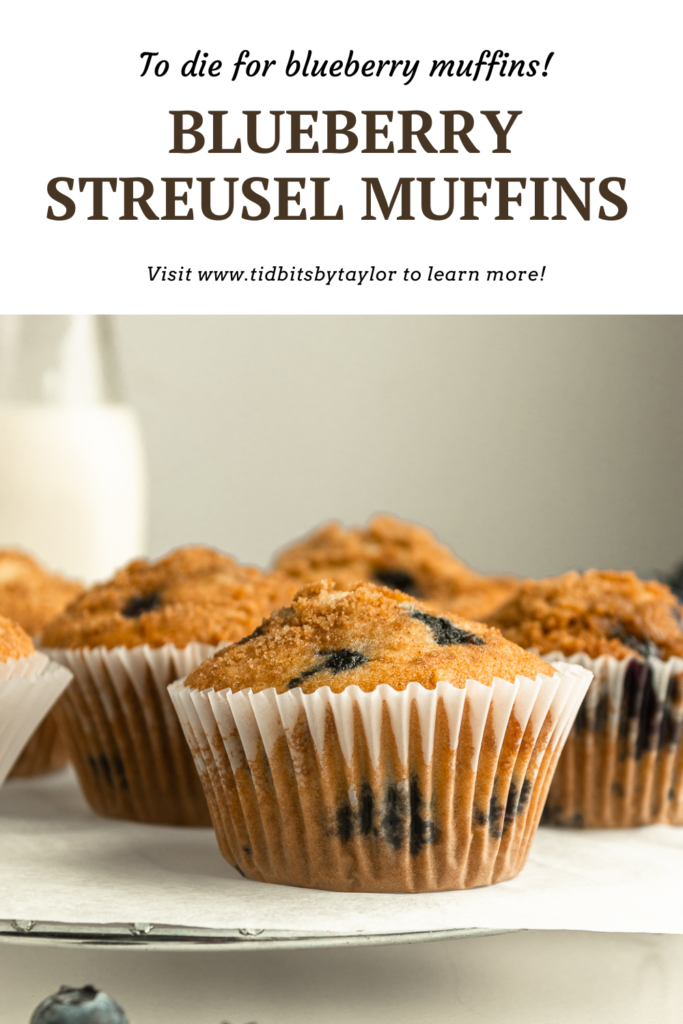 Blueberry Streusel Muffins pinterest image. Click to pin.