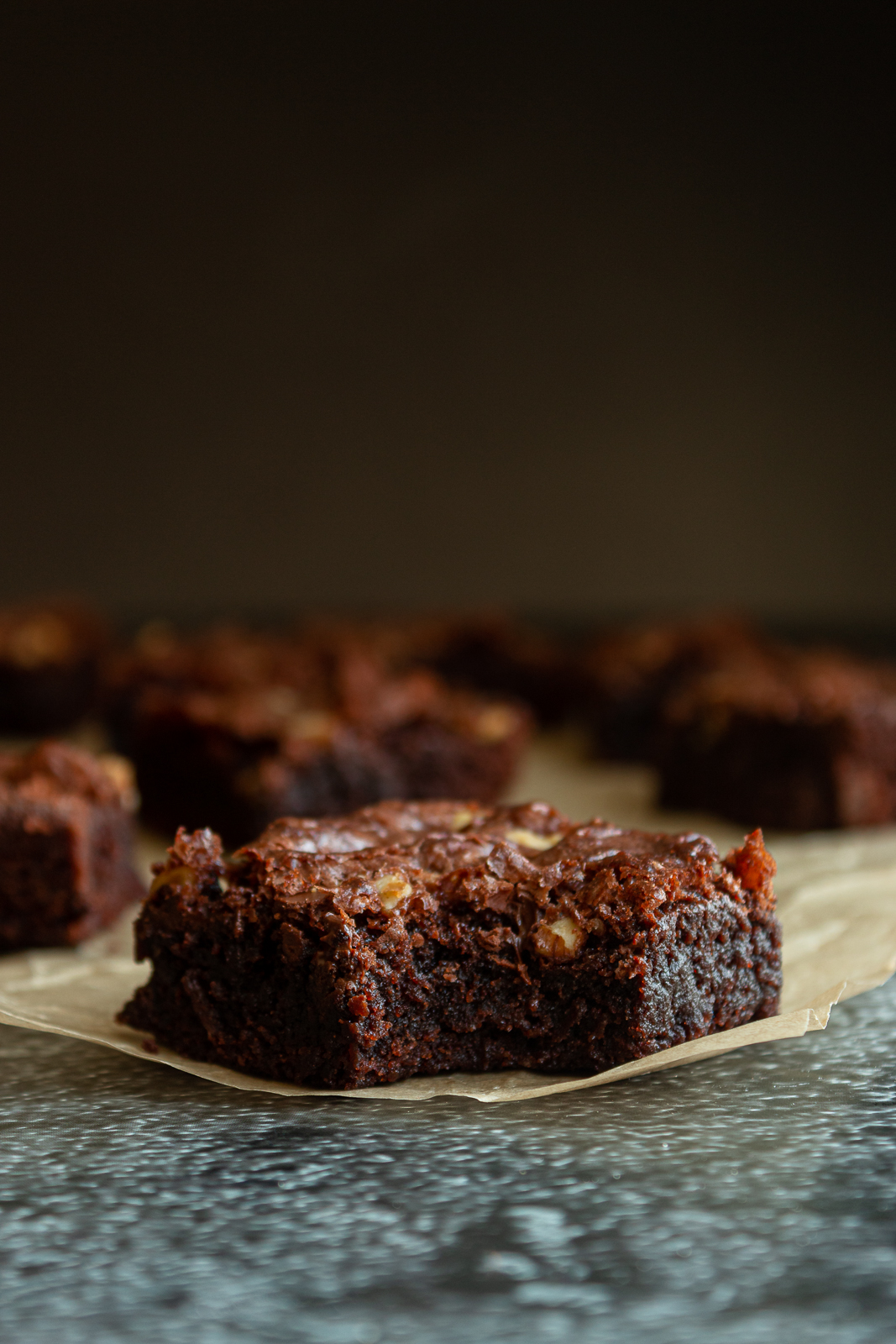 classic brownies with bite shot dark and moody.