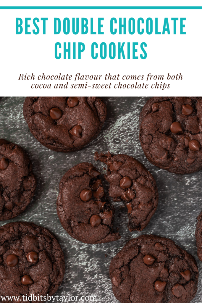 Best double chocolate chip cookies pinterest image.