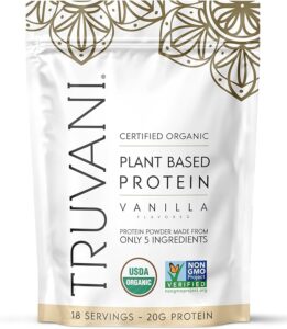 Bag of Truvani plant based protein powder vanilla.
