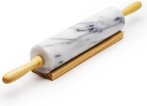Marble rolling pin with stand.